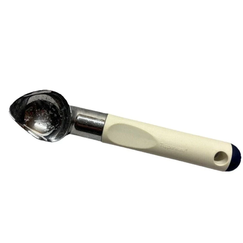Tupperware Ice Cream Scoop 3045 White Full Size Heavy Duty Blue Tip Scooper